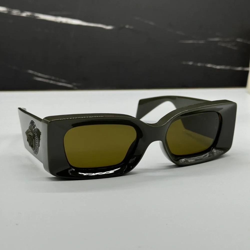 NEW MOD 4474U 5491/73 VERSACE GREEN GREY SQUARE VE4474U 549173 UNISEX SUNGLASSES